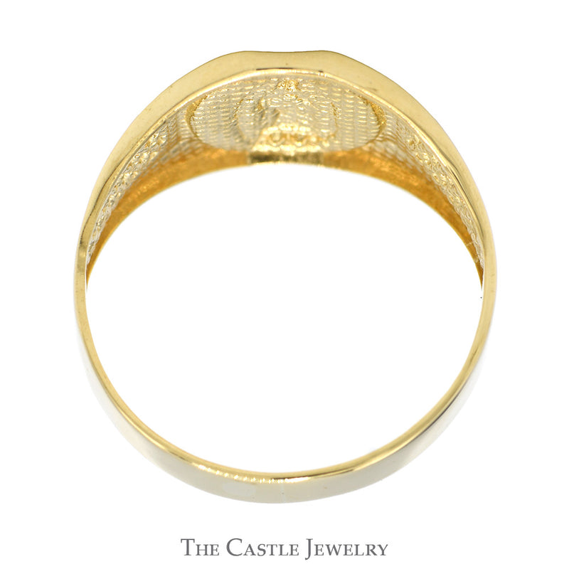 Two Tone Our Lady of Guadalupe Ring in 14k Yellow & White Gold