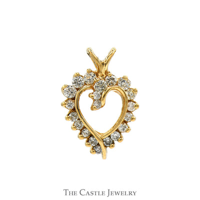 Open Heart 1/2cttw Diamond Pendant in 10k Yellow Gold