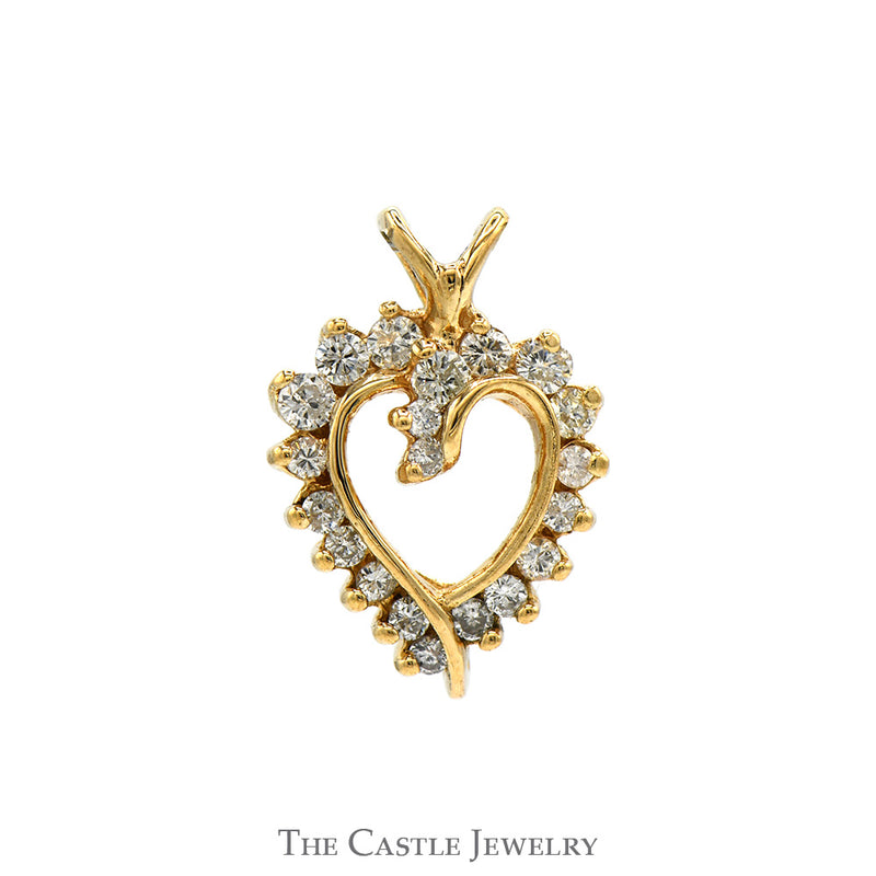 Open Heart 1/2cttw Diamond Pendant in 10k Yellow Gold