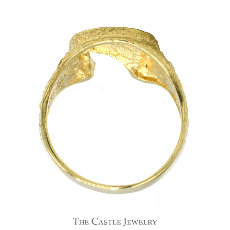 Horse Head Inside Horseshoe Designed Ring in 10k Yellow Gold