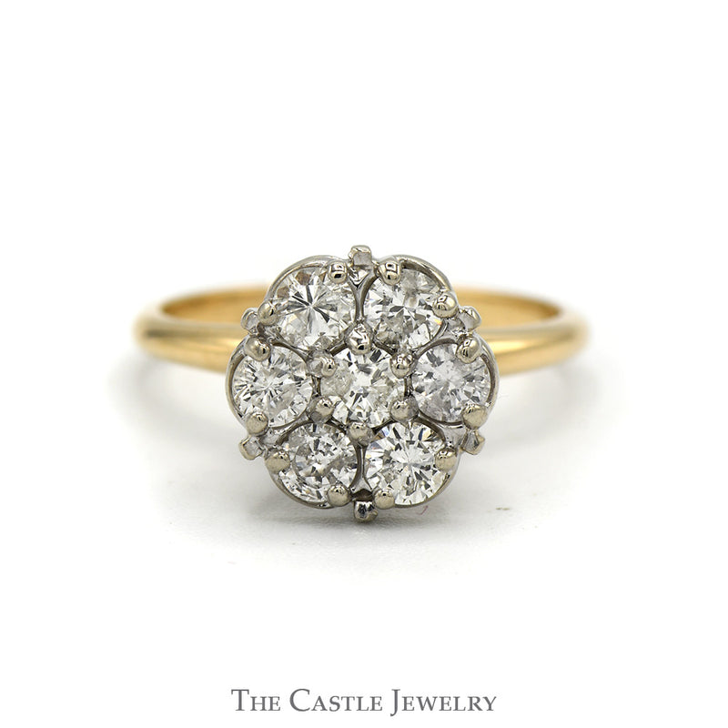 7 Round Diamond Cluster Ring in 10k Yellow Gold