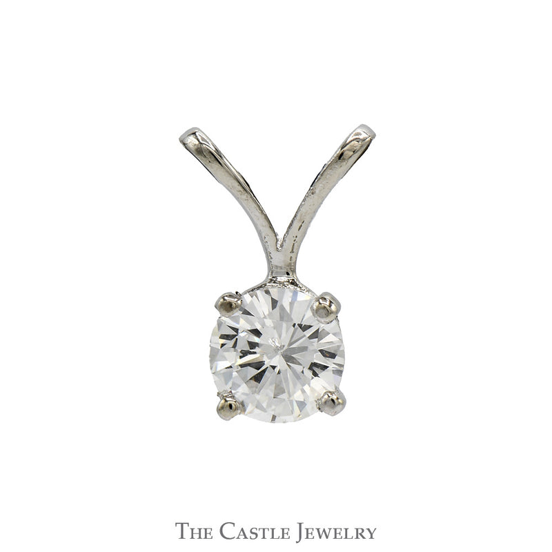 1/2ct Diamond Solitaire Pendant in 4 Prong Mount with Split Bail in 14k White Gold