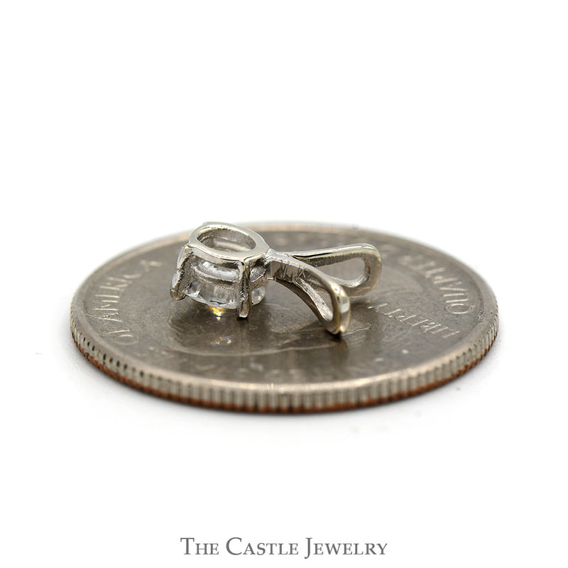 1/2ct Diamond Solitaire Pendant in 4 Prong Mount with Split Bail in 14k White Gold