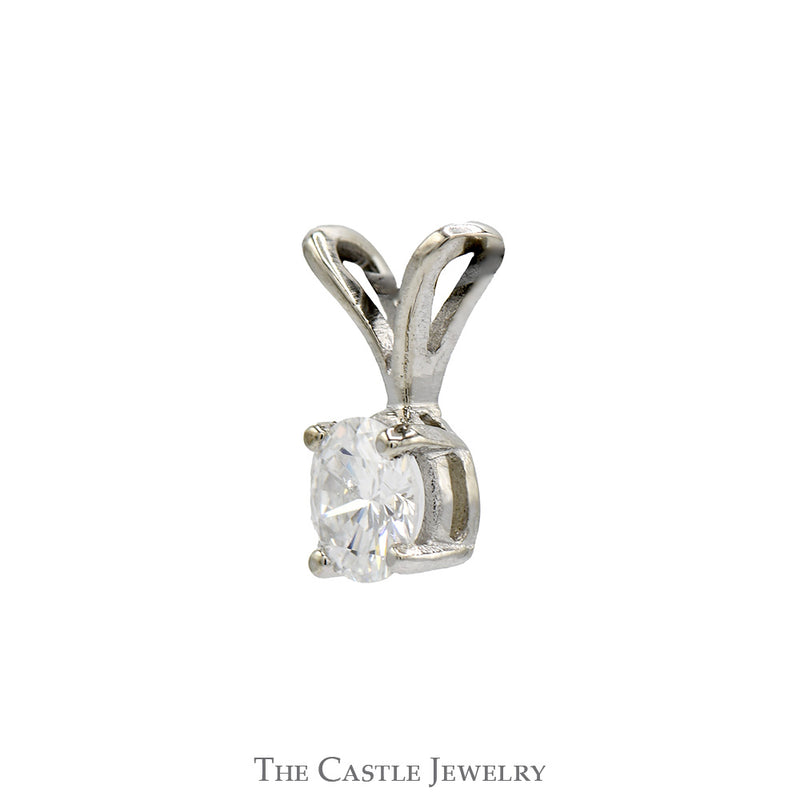1/2ct Diamond Solitaire Pendant in 4 Prong Mount with Split Bail in 14k White Gold