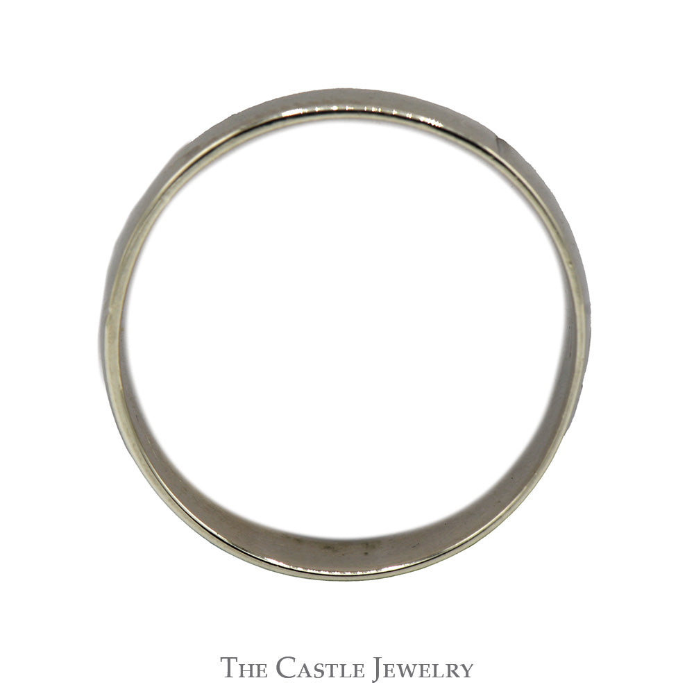 Tapered Diamond Cut Etched Cross Band in 10k White Gold