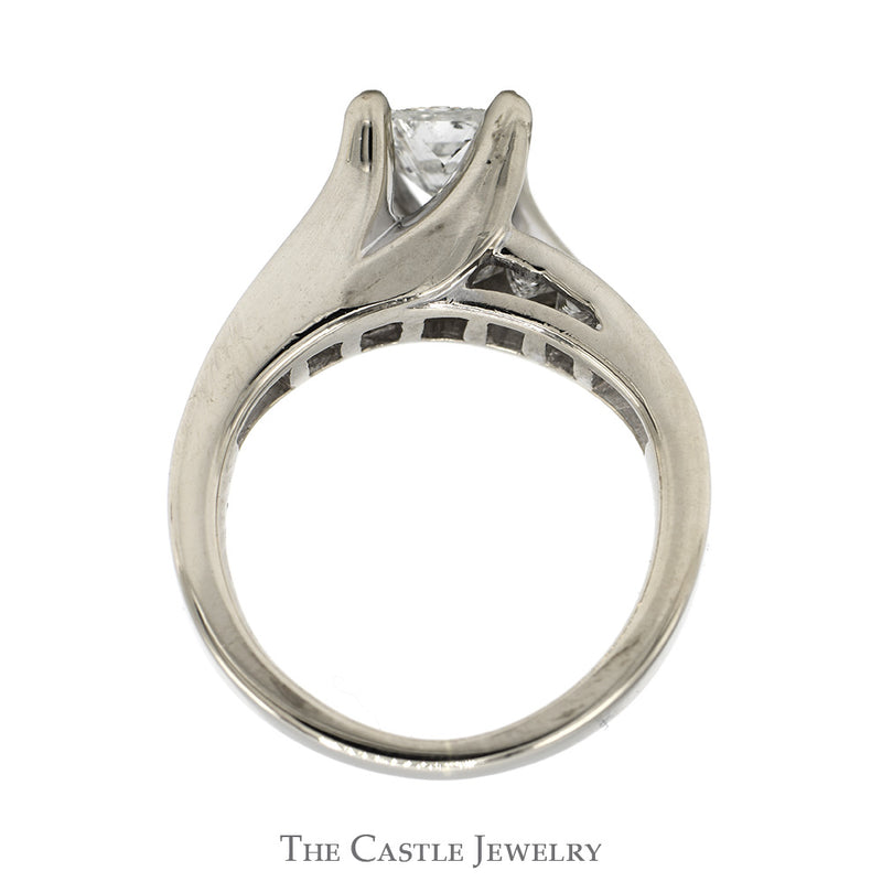 2cttw Princess Cut Diamond Bridal Set with Accented Sides and Matching Band in 14k White Gold