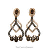 Smokey Quartz & Chocolate Diamond Le Vian Designer Chandelier Earrings in 14k Rose Gold