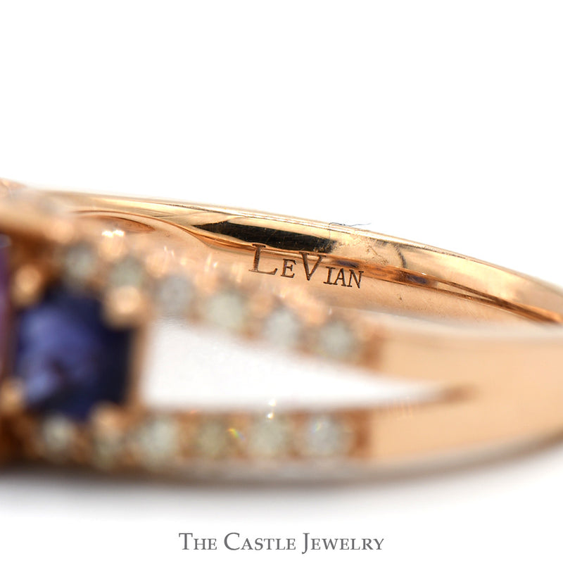 Le Vian Amethyst & Tanzanite Ring with Diamond Accented Split Sides in 14k Rose Gold