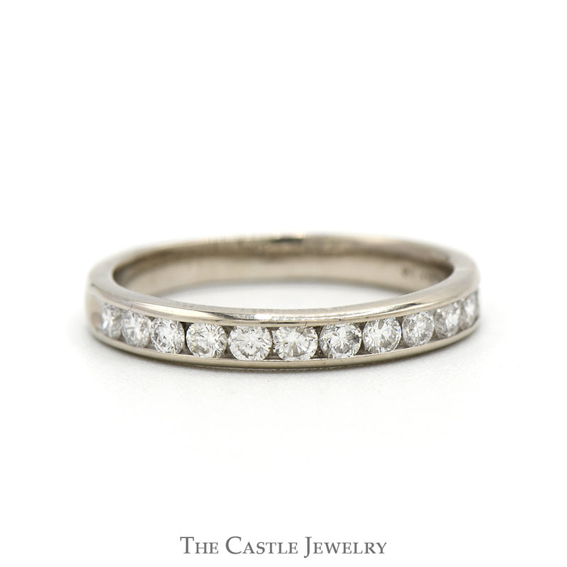 1/2cttw Channel Set Round Diamond Wedding Band in 14k White Gold