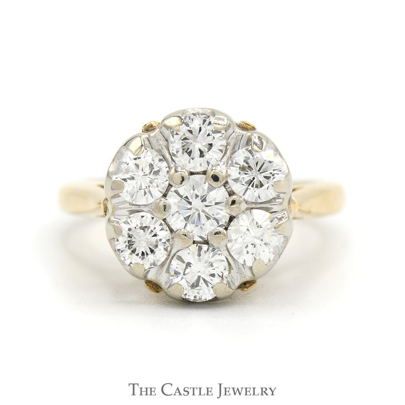1.5cttw 7 Round Brilliant Cut Diamond Cluster Ring in 14k Yellow Gold