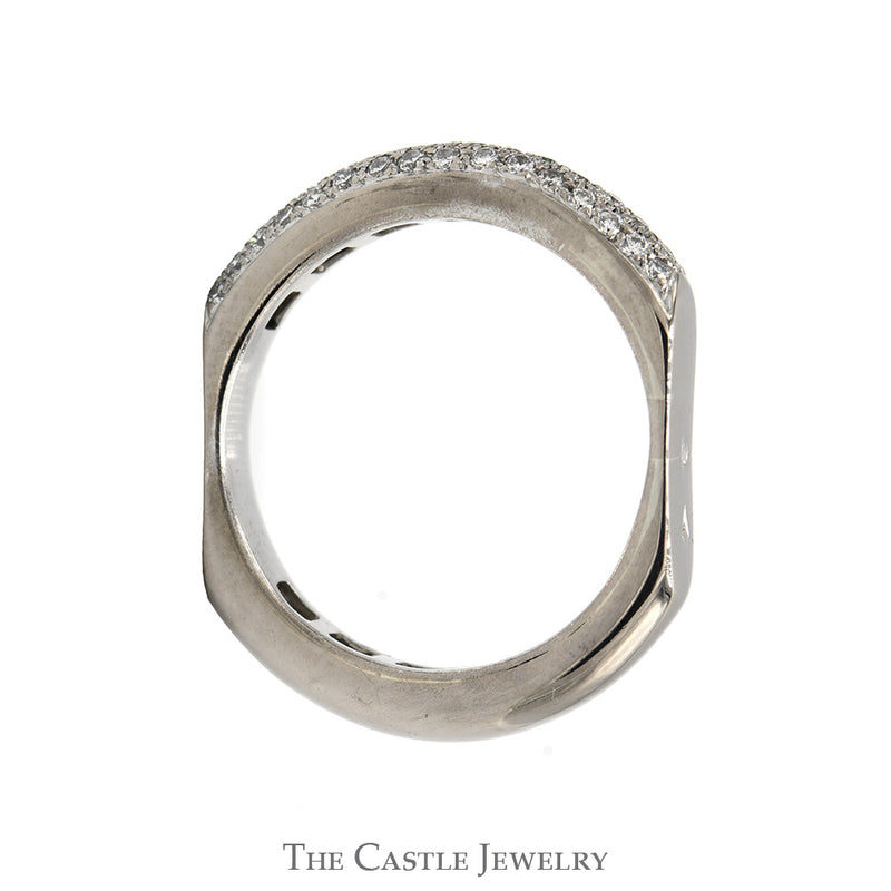 Pave Set Diamond Cluster Band with Squared Shank in 18k White Gold