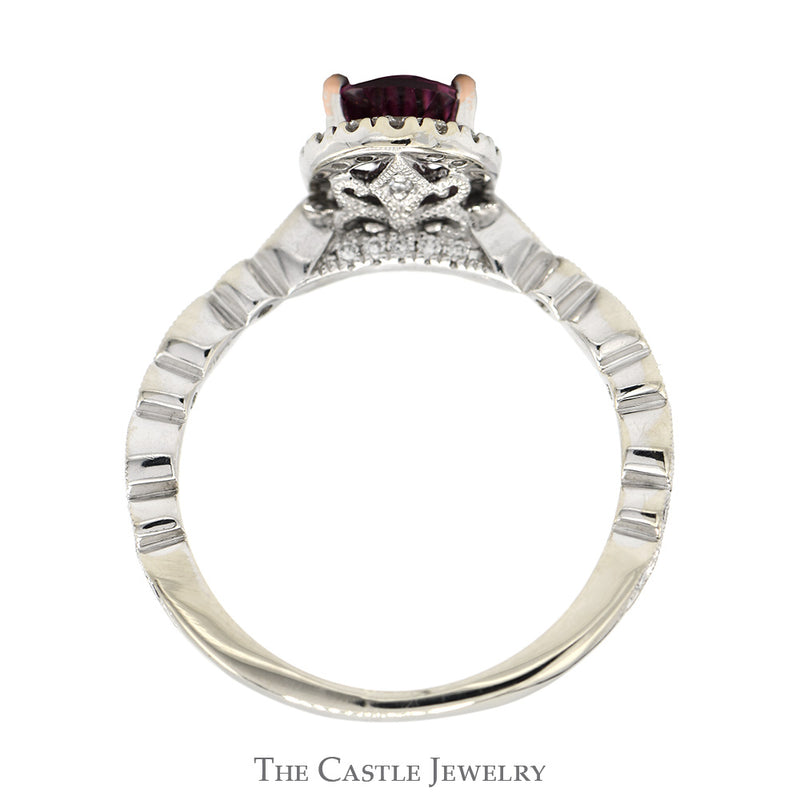 Neil Lane Designer Pear Cut Rhodalite Garnet Solitaire & Diamond Accented Engagement Ring in 14K White Gold