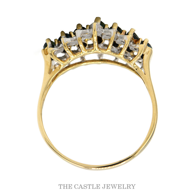 14K Yellow Gold Marquise Sapphire and Diamond Accent Ring