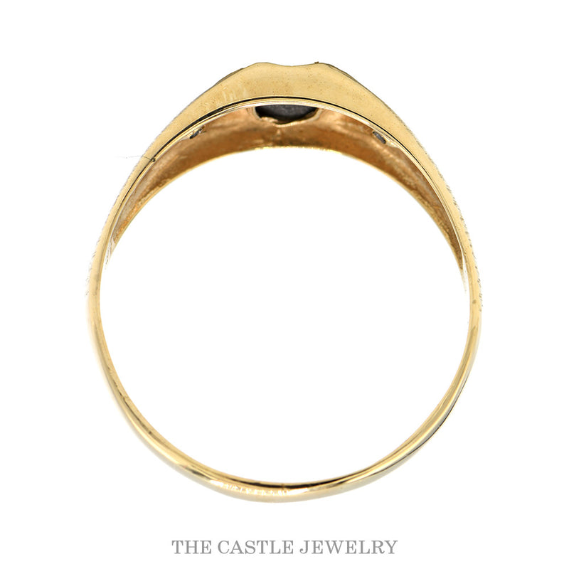 10K Yellow Gold Lindy Star Sapphire Men’s Ring with Diamond Accents