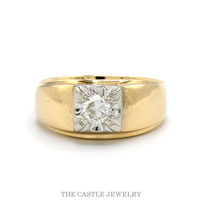 14K Yellow Gold .40ct Round Diamond Men’s Solitaire Ring