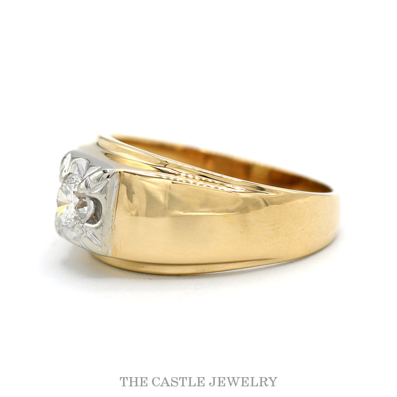 14K Yellow Gold .40ct Round Diamond Men’s Solitaire Ring