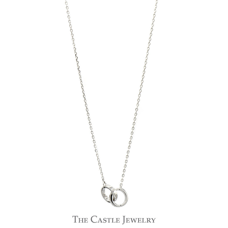 Sterling Silver Interlocking Circles Necklace with Adjustable Cable Link Chain