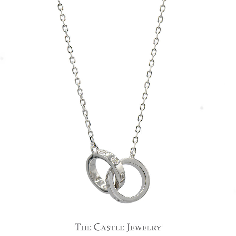 Sterling Silver Interlocking Circles Necklace with Adjustable Cable Link Chain