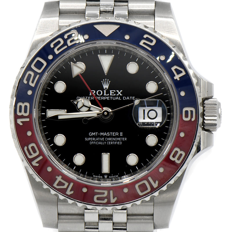 40mm Rolex GMT-Master II 126710BLRO Pepsi with Black Dial & Jubilee Band in Stainless Steel