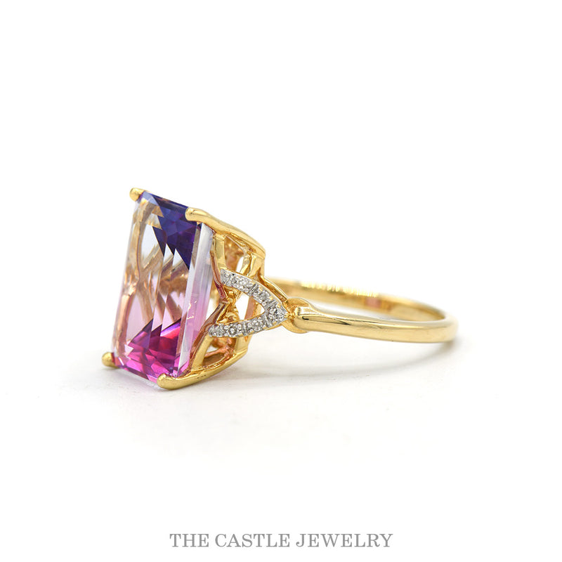 Side profile of the 14k yellow gold alexandrite ring