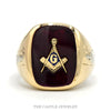 Men's Masonic Signet Ring with Square & Compass & Side Symbols in 10k Yellow Gold