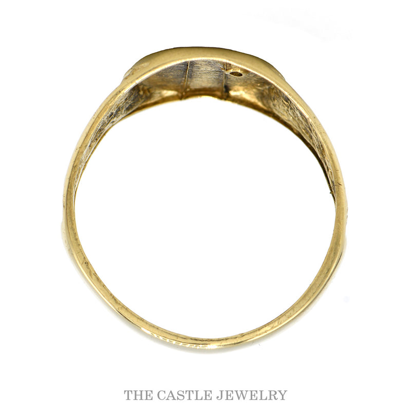Front-facing view of the 10k yellow gold blank signet ring
