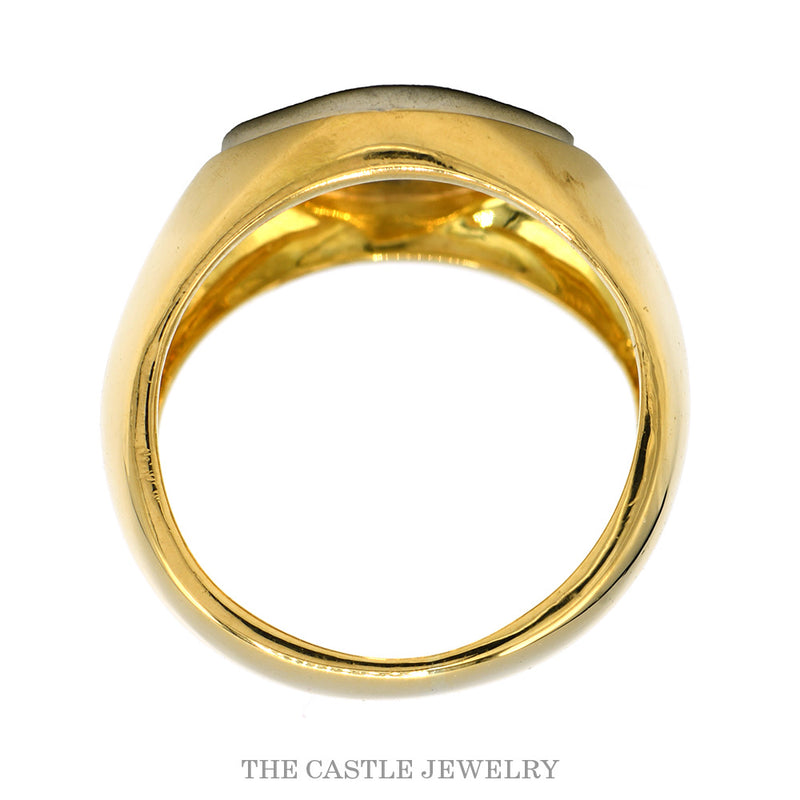 Front-facing view of the 18k two-tone signet ring