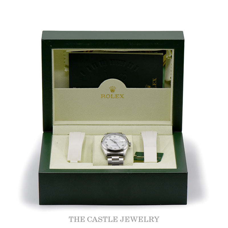 Rolex Datejust 16200 in original Rolex box with white rubber strap