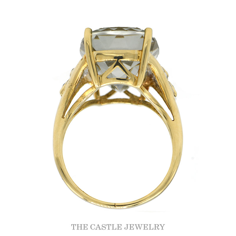 Front-facing view of the 10k yellow gold aquamarine cocktail ring