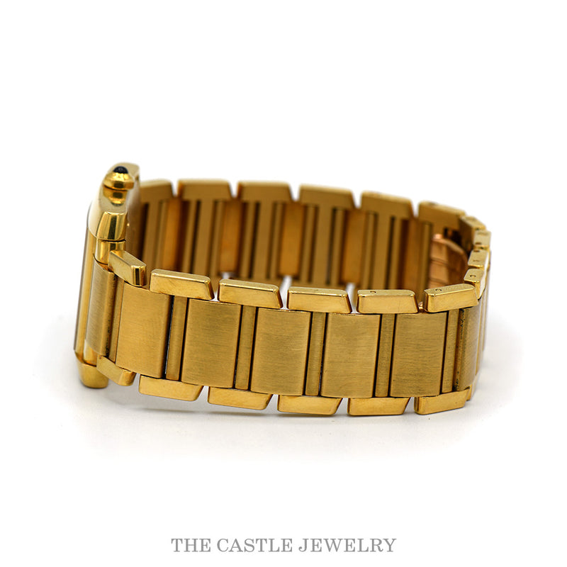 The integrated 18k yellow gold Tank Française link bracelet in profile
