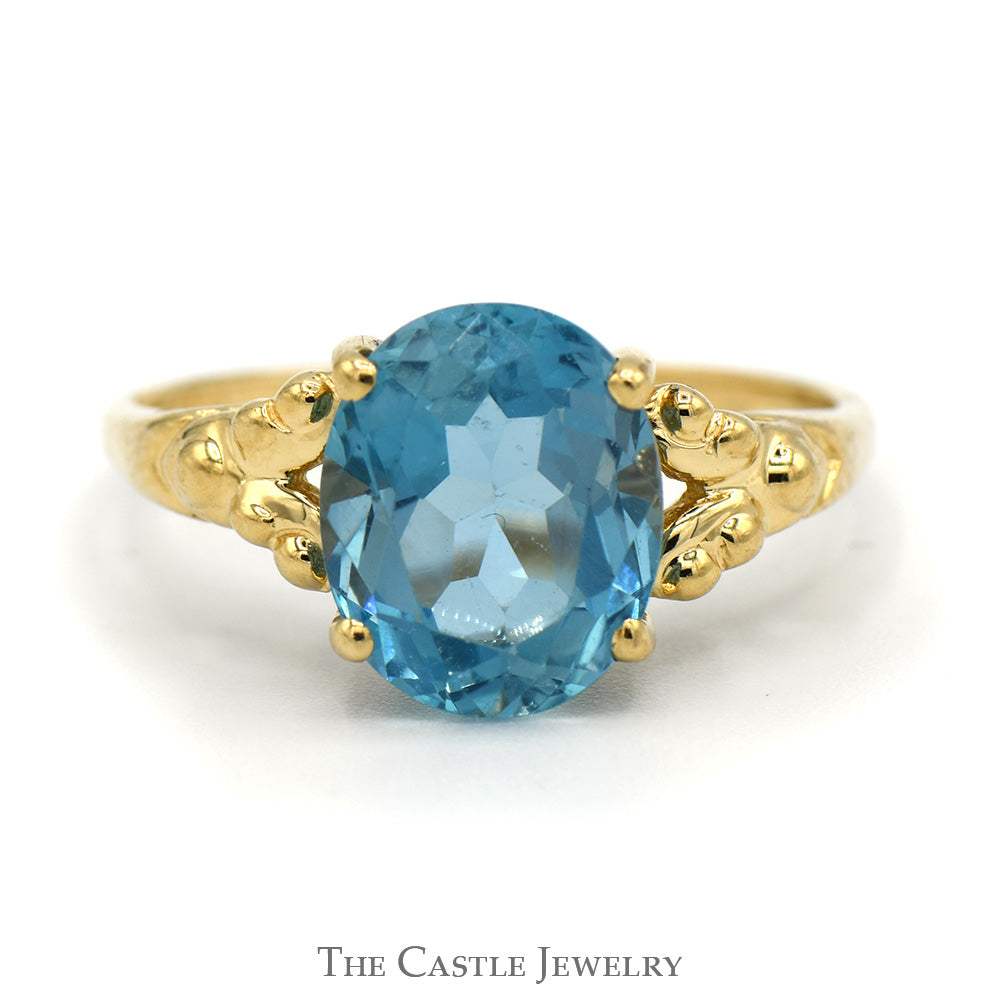 til skillevæg Kalksten Oval Blue Topaz Ring with Beaded Split Sides in 14k Yellow Gold – The  Castle Jewelry