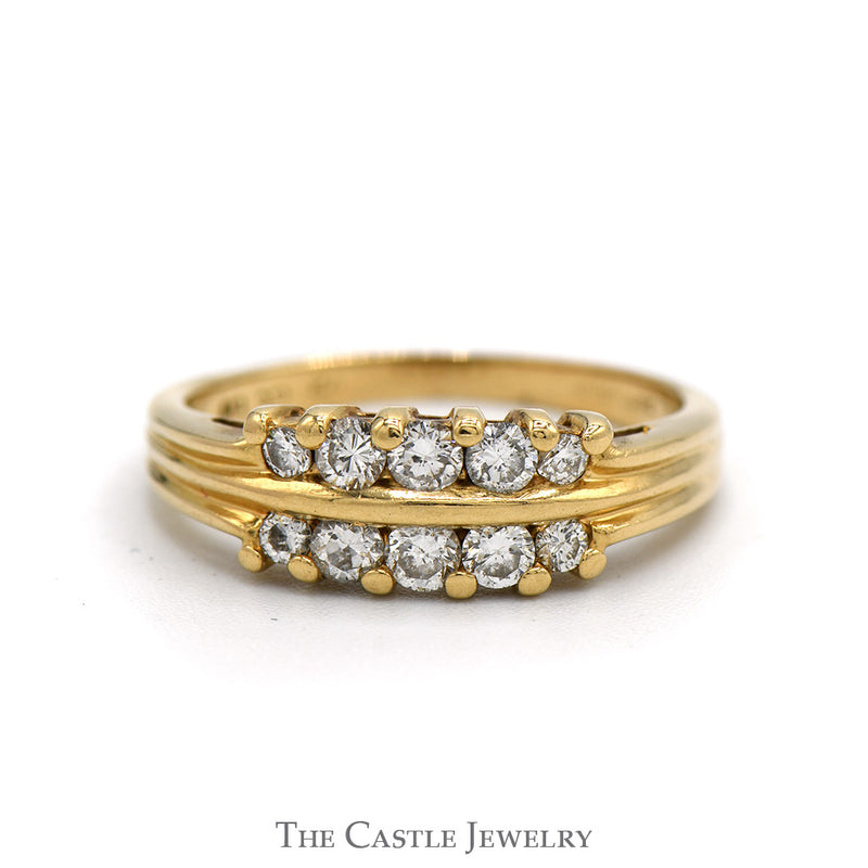 1/2cttw Double Row Diamond Band in 14k Yellow Gold