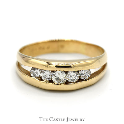 Men's Raised 1/2cttw 5 Channel Set Diamond Band in 14k Yellow Gold