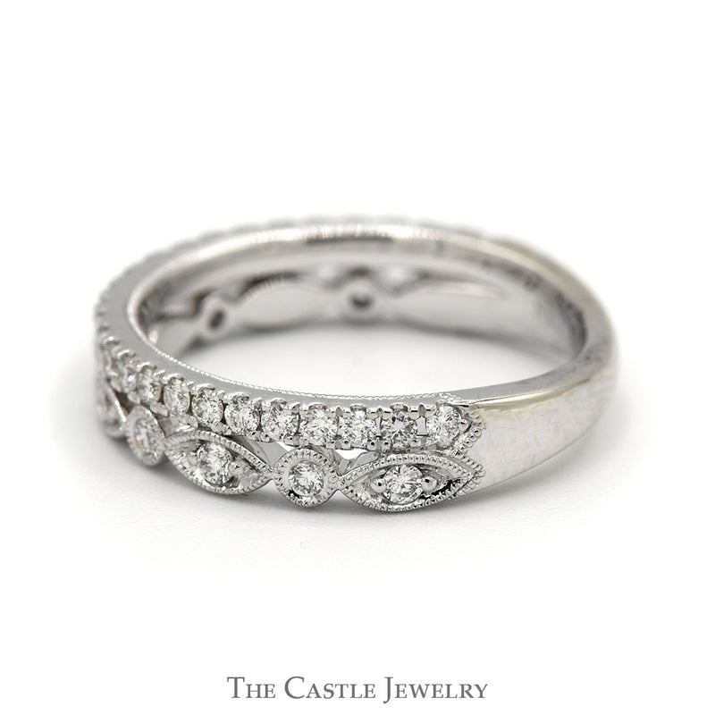 1/4cttw Neil Lane Designer Double Diamond Band in 14k White Gold Beaded Designed Mounting