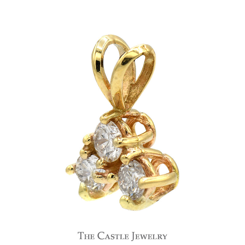 1/2cttw Triple Round Diamond Pendant in 14k Yellow Gold