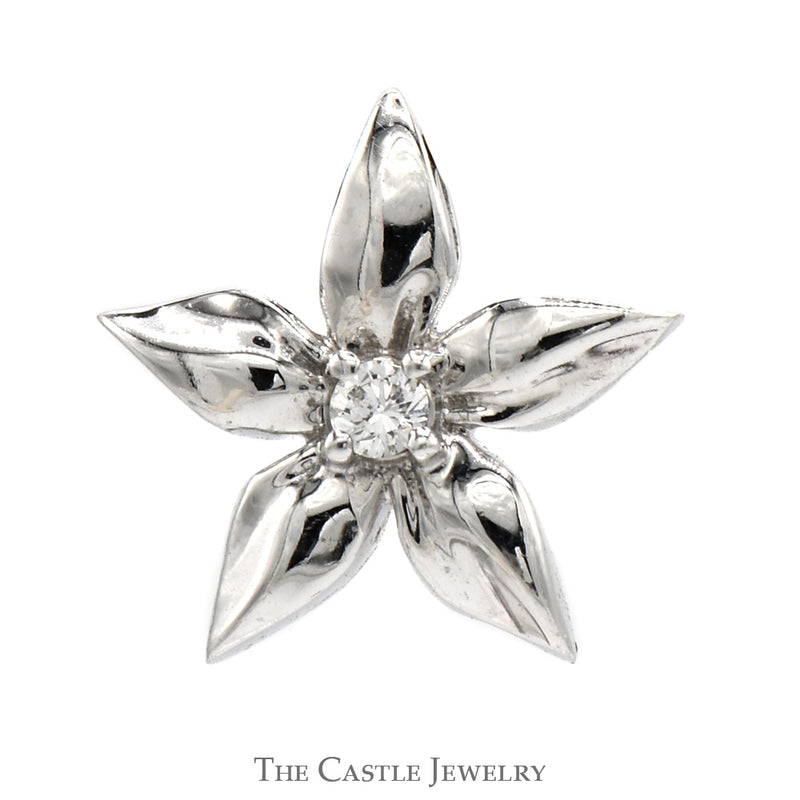 Flower Shaped Diamond Pendant in 14k White Gold