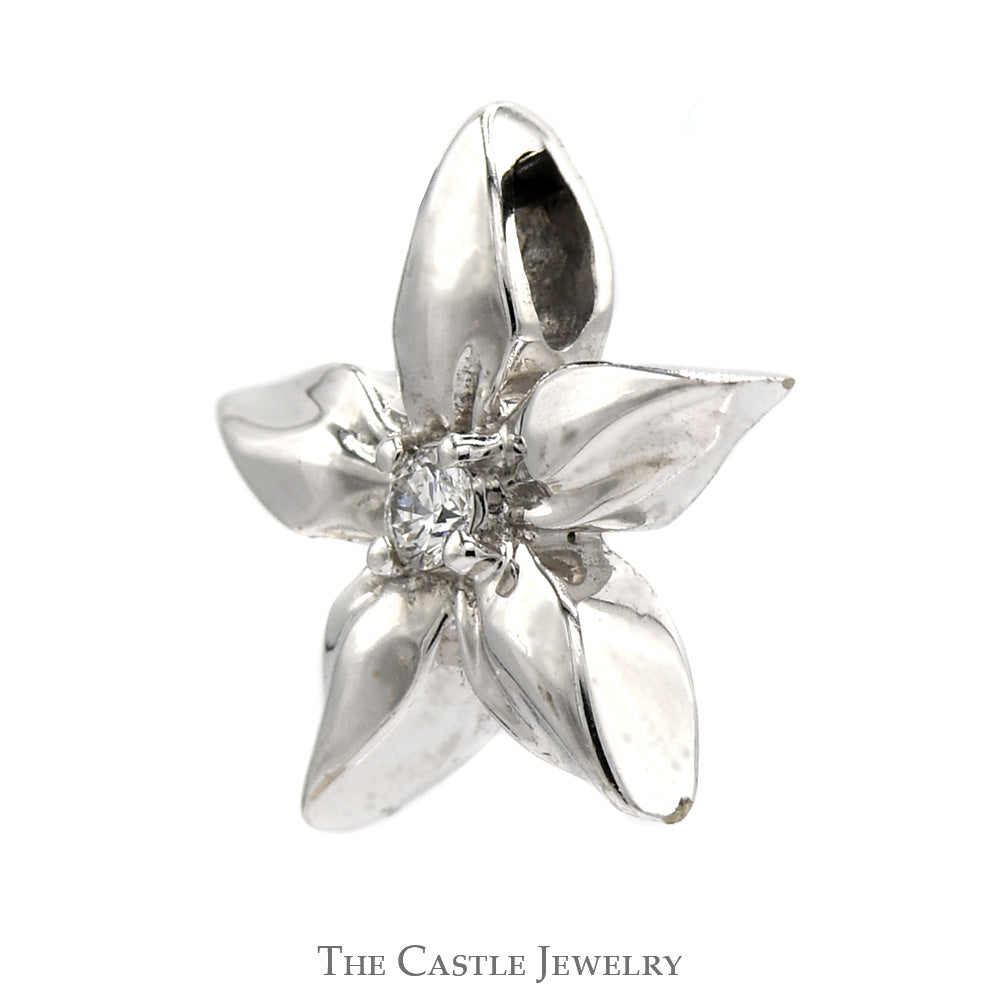 Flower Shaped Diamond Pendant in 14k White Gold