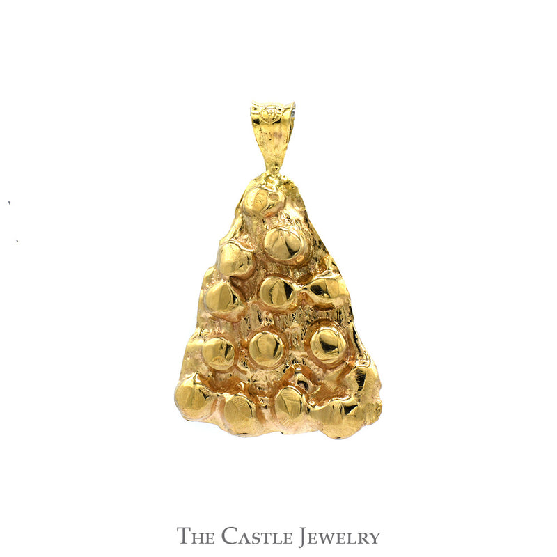 Triangular Textured Nugget Designed Pendant in 14k Yellow Gold