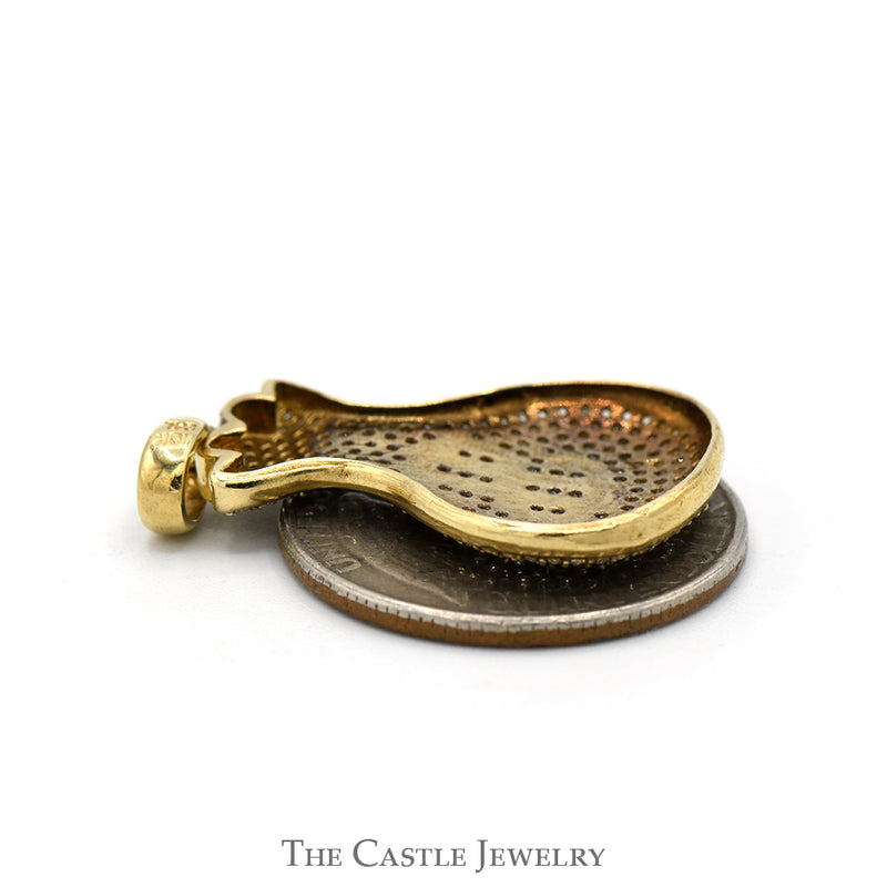 Money Bag "$" Cubic Zirconia Cluster Pendant in 10k Yellow Gold