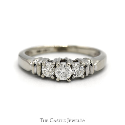Three Stone Diamond Engagement Ring in 14k White Gold
