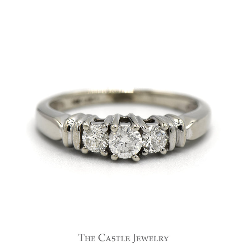 Three Stone Diamond Engagement Ring in 14k White Gold