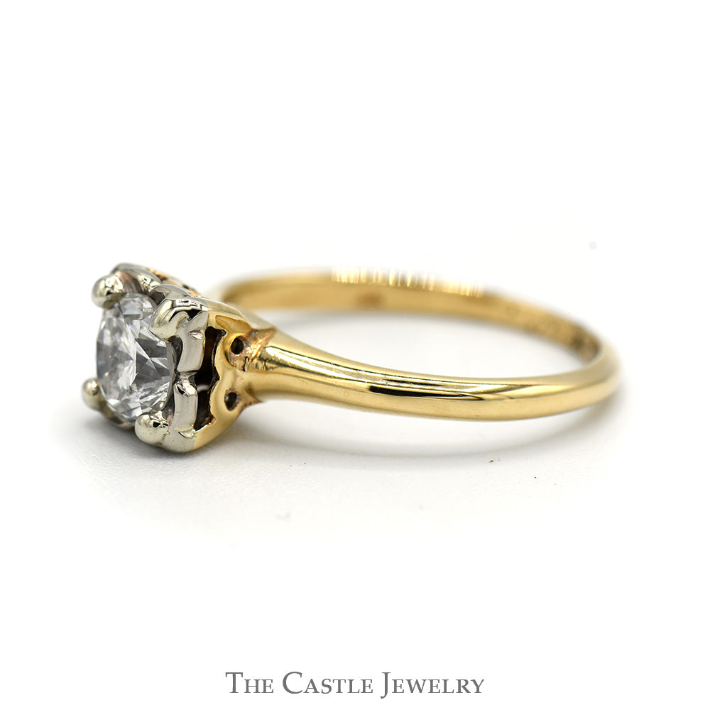 60ct Round Diamond Solitaire Engagement Ring in 14k Yellow Gold