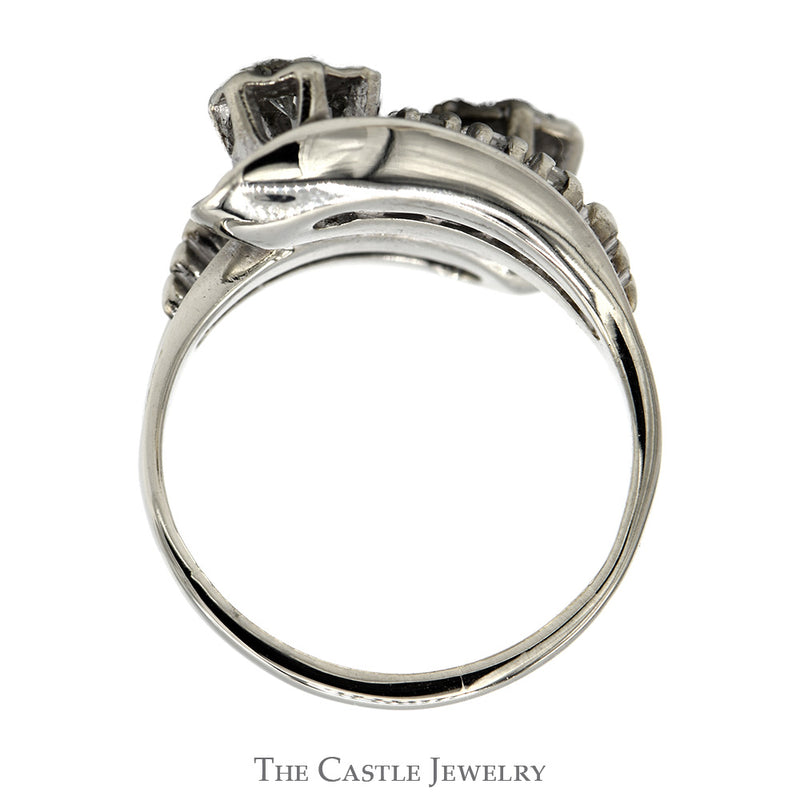 Concaved 1/2cttw Round Diamond Bypass Ring in 10k White Gold