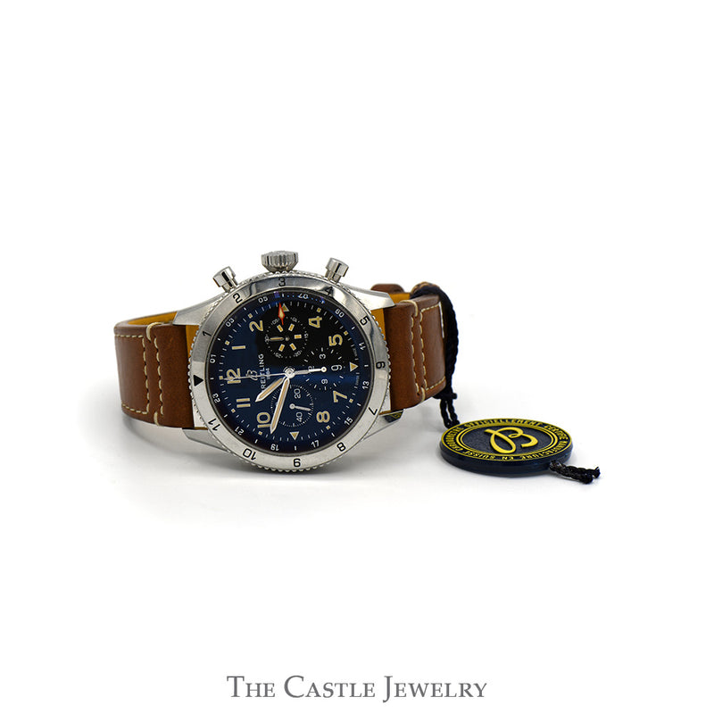 Breitling Super AVI B04 Chronograph GMT 46 P-51 Mustang Luxury Watch with Leather Deployment Clasp
