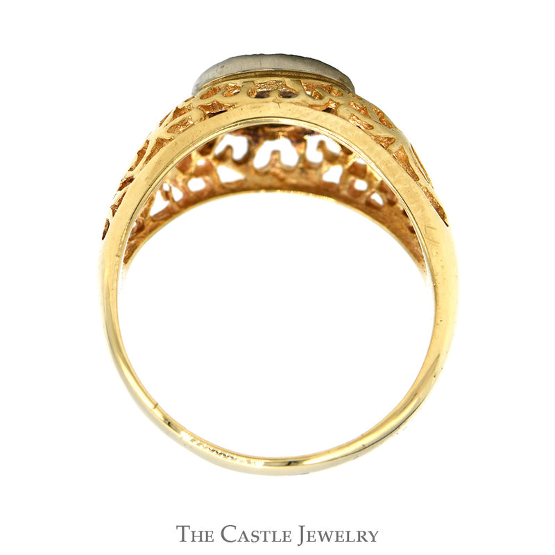 Kentucky Diamond Cluster Ring with Open Filigree Sides in 10k Yellow Gold