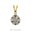 1cttw Round Shaped Diamond Cluster Pendant with Accent Diamond in 10k Yellow Gold Split Bail