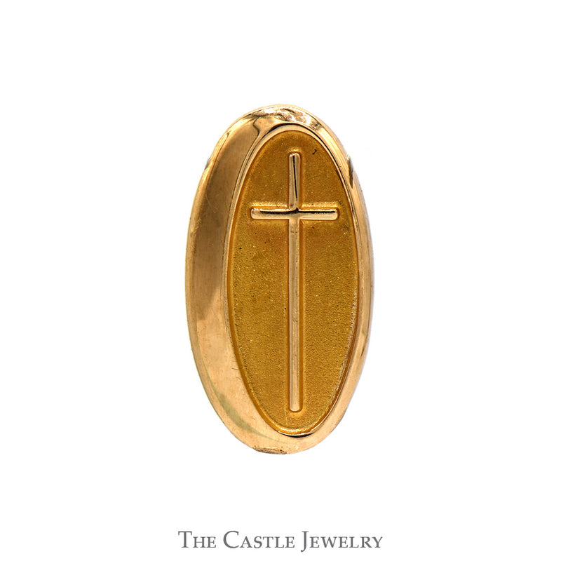 Oval Shaped Cross Pin in 10k Yellow Gold