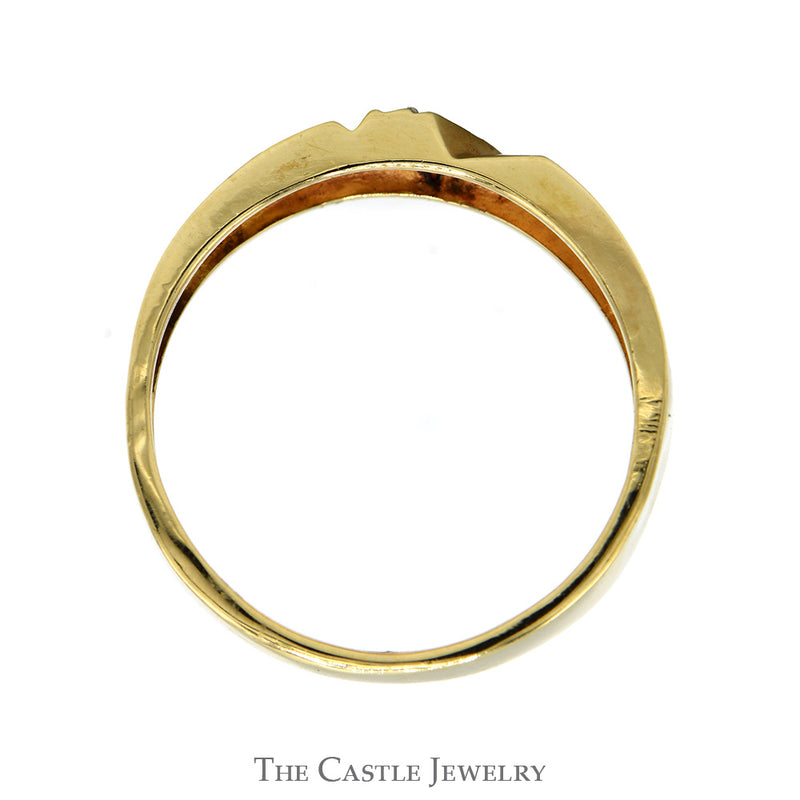 Cross Designed Band with Illusion Diamond Accent in 10k Yellow Gold