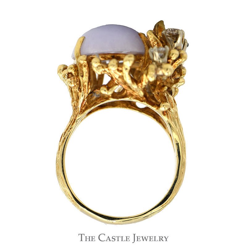 Oval Lavender Jade Ring with Amethyst & Diamond Accents in 18k Yellow Gold