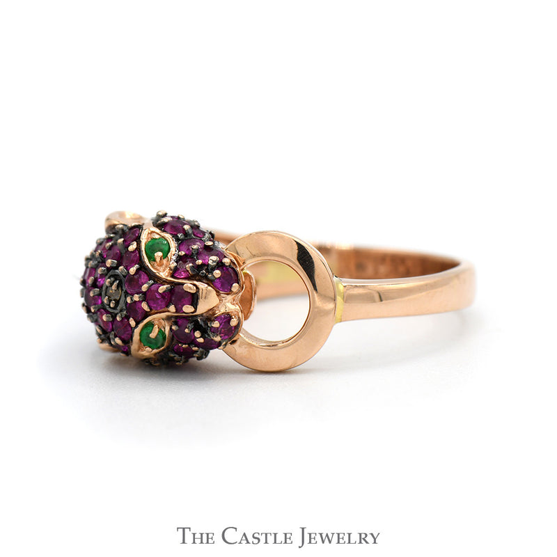 Effy Designer Panther Ring with Ruby, Emerald & Diamonds in 14k Rose Gold